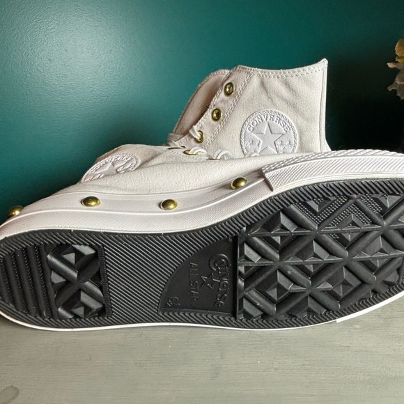 Converse Chuck Taylor Studded Platform White High-Tops with Gold Eyelets - Picture 10 of 10